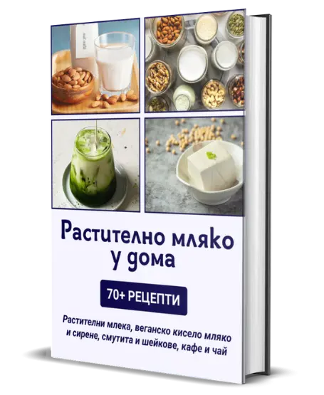 Libro de recetas titulado «Leche vegetal en casa», en la portada leche y elaboraciones vegetales con Vegan Milker.