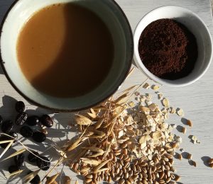 café cortado con leche vegetal
